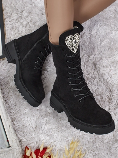 Bottines à lacets en daim écologique pour femmes Emelune