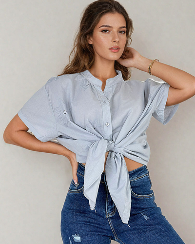 Royalfashion Chemise oversize brodée pour femme