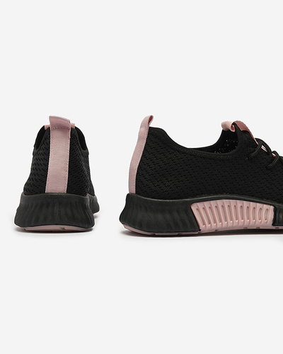 Chaussures de sport noires pour femmes avec empiècements roses Keteti - Chaussures