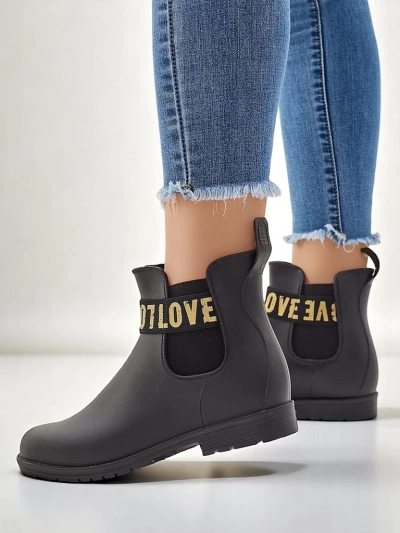 Bottes de pluie mates Royalfashion pour femmes avec l'inscription Love Love