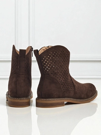 Bottines ajourées éco-daim avec semelle intérieure naturelle Nolani