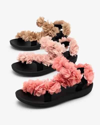 Royalfashion Sandales femmes corail avec fleurs Alferroy