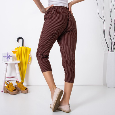 Pantalon 3/4 rayé femme marron foncé - Vêtements