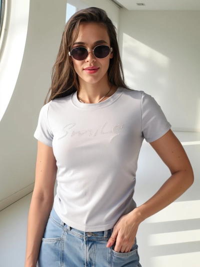 Blouse en coton Royalfashion pour femmes avec l'inscription