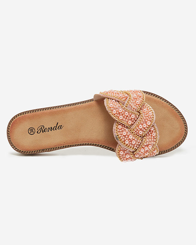OUTLET Chaussons femme roses avec perles et perles Cetera - Chaussures