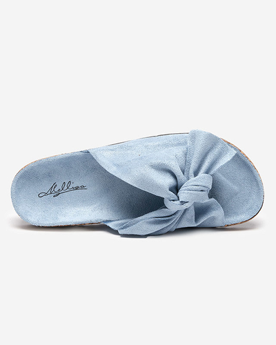 OUTLET Chaussons femme en éco-daim bleu avec nœud Xeria - Chaussures