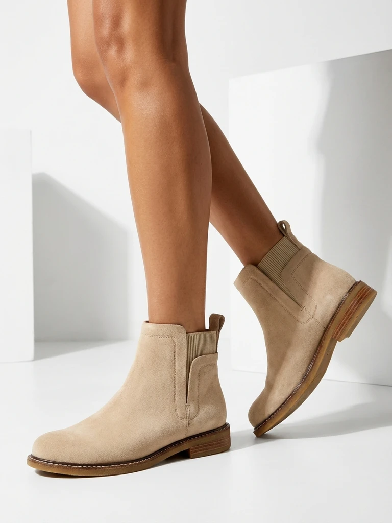 Royalfashion Beige femmes eco-suede Veysi bottes a'la sable talons