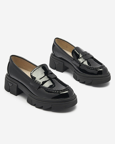 Mocassins noirs laqués pour femmes Tygriss- Footwear