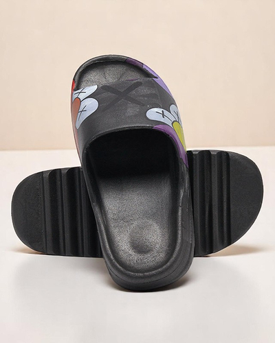Pantoufles noires pour femmes par Elmino - Chaussures