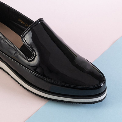 OUTLET Espadrilles basses laquées noires pour femme Menard-Shoes