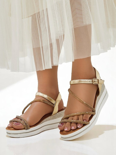 Sandales compensées pour femmes Royalfashion avec strass Ballosa