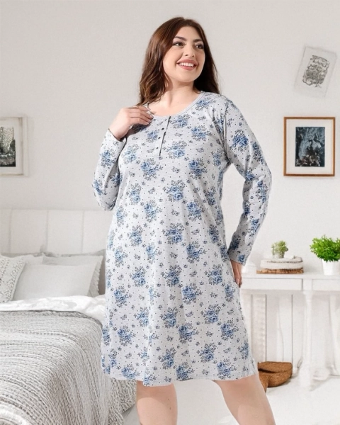 Chemise de nuit en coton Royalfashion à motif fleuri GRANDE TAILLE