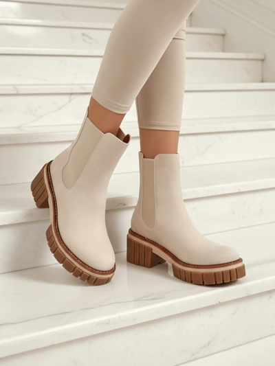 Bottines à talon bloc en nubuck écologique Amber Walk