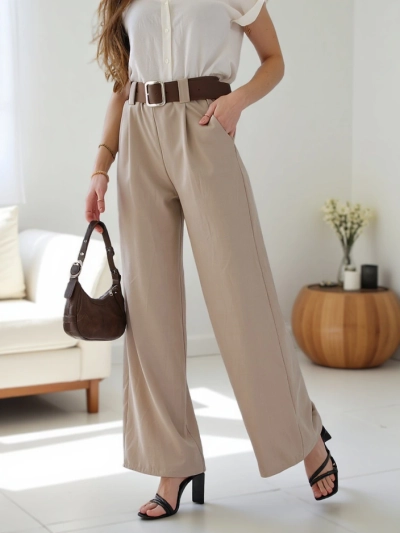 Royalfashion Pantalons larges pour femmes avec une ceinture