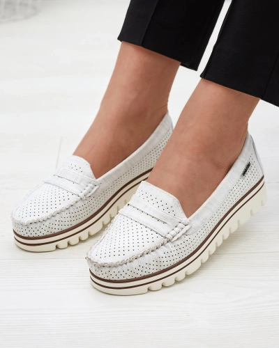 OUTLET Mocassins blancs pour femme avec finition brillante Metiga - Footwear