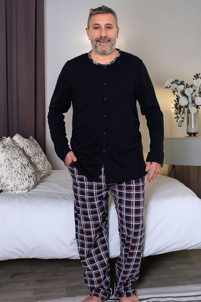 Pyjamas en coton à carreaux Royalfashion pour hommes TAILLE PLUS