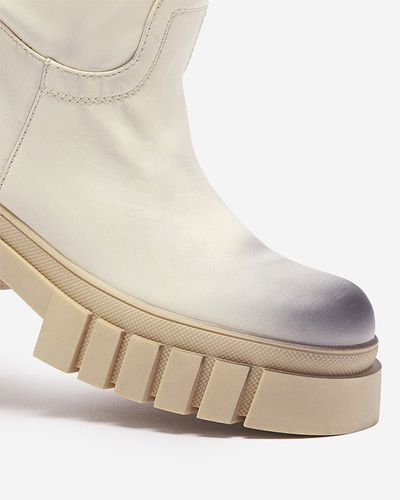 Bottes mi-mollet Astaroth pour femmes crème - Chaussures