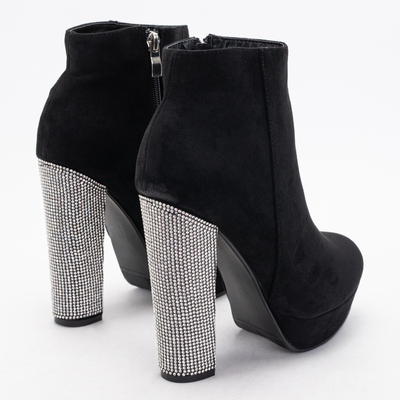 Bottines femme noires à talons et oxydes de zirconium Tatinka - Chaussures