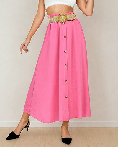 Royalfashion Jupe midi pour femme avec ceinture