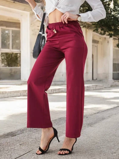 Pantalons larges en coton pour femmes Royalfashion avec une décoration semblable à une ceinture