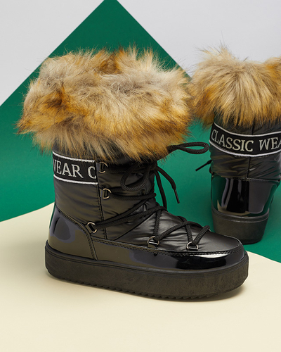 Bottes de neige noires vernies pour femmes Fursav - Footwear