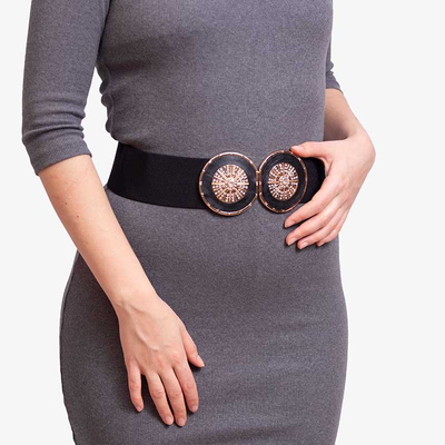 Ceinture large élastique noire avec boucle décorative - Accessoires