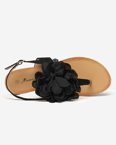 Sandales noires pour femme avec une fleur Nerikala - Footwear