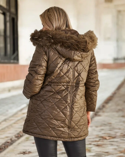 Royalfashion Veste matelassée pour femme en vert foncé