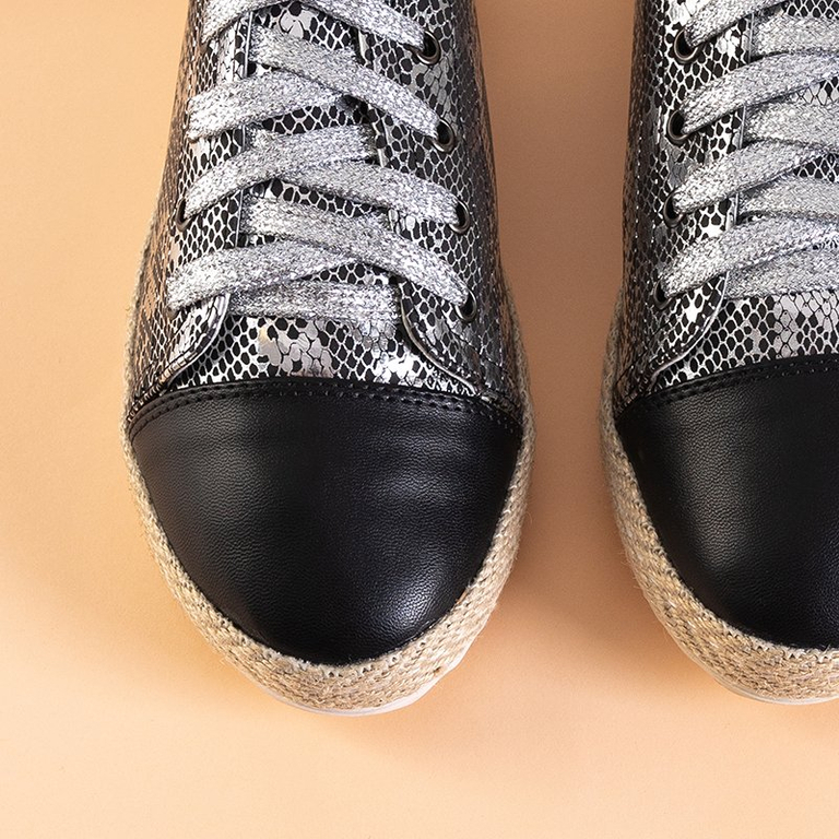 Baskets noires pour femmes à motif peau de serpent 'a'la Nohims - Footwear