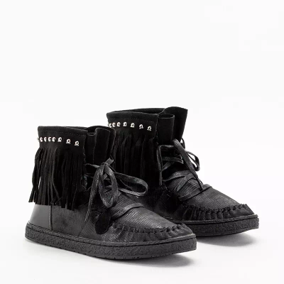 OUTLET Bottines noires à franges pour femme Medisal - Footwear