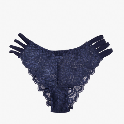 Culotte pour femme en dentelle bleu marine, type brésilien à rayures - Sous-vêtements