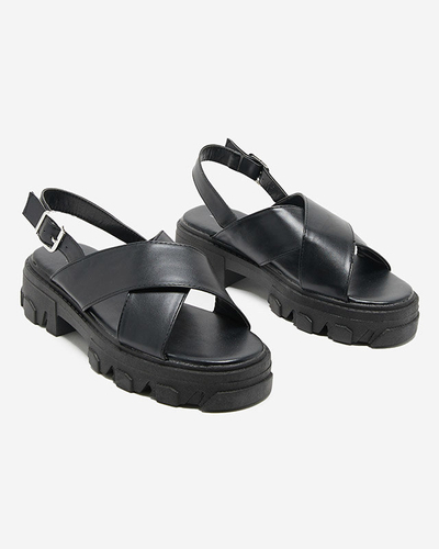Sandales noires pour femme à semelle épaisse Denidas - Shoes