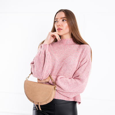 Pull à col roulé rose clair Vêtements