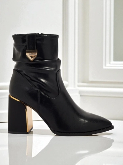 Bottines pour femmes en cuir écologique à talons épais AshenPurl