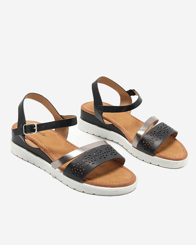 OUTLET Sandales femme noires à semelle compensée basse Dotif- Footwear