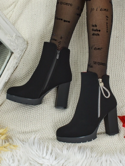 Bottines femme en cuir écologique à talons épais Marellin