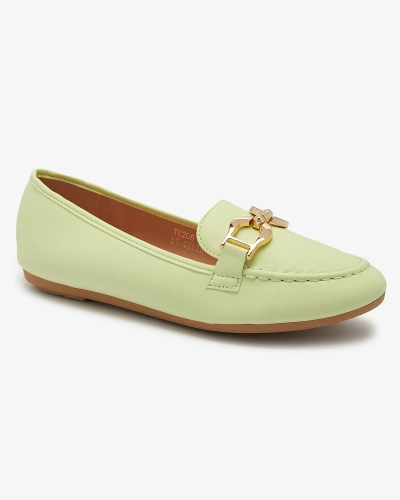 Mocassins pour femme en éco-cuir vert avec embellissement Wiwet-Footwear
