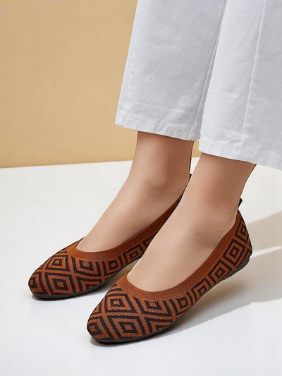 Royalfashion Ballerines en tissu pour femmes avec imprimé géométrique Metric