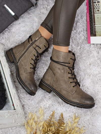 Bottines lacées pour femmes en cuir écologique Ravonna