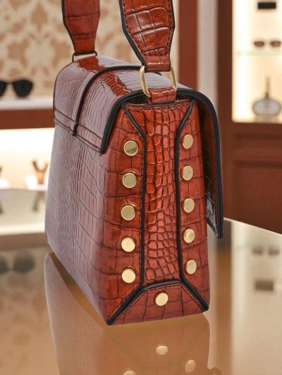 Royalfashion Petit sac à main verni pour femme en cuir écologique Velia Crest