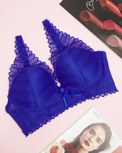 Soutien-gorge en dentelle cobalt pour femme - Sous-vêtements