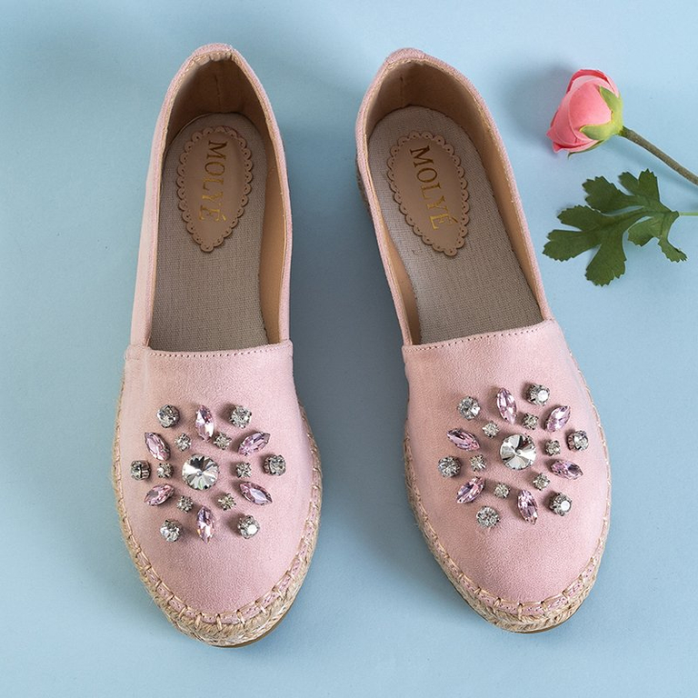 Espadrilles pour femmes rose clair avec ornements Lucil - Footwear
