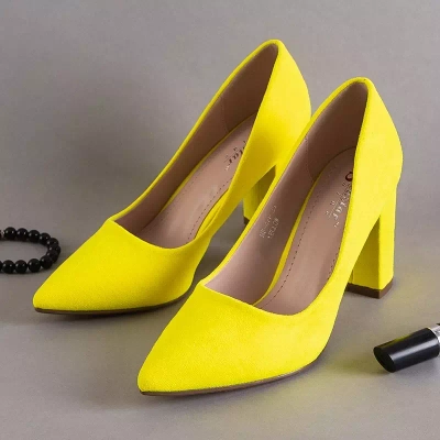 OUTLET Escarpins femme jaune fluo à talon haut Madelina - Chaussures
