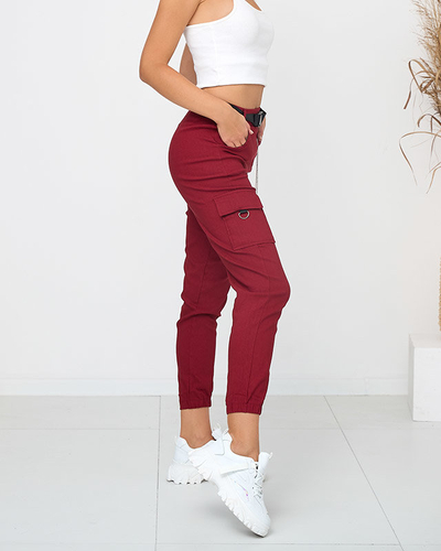 Pantalon cargo isolé bordeaux avec poches - Vêtements