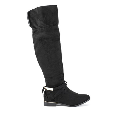 Bottes en éco-suède noir avec décor Cléopâtre doré - Footwear