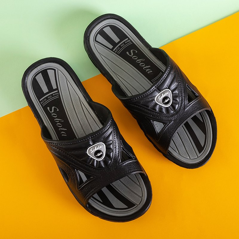 Chaussons homme Zesov caoutchouc noir et gris - Chaussures