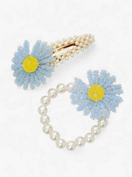 Royalfashion Lot de barrettes et d’élastiques à cheveux avec fleur Flora Perla