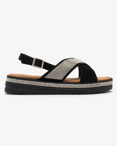 Royalfashion Sandales en daim écologique pour femmes avec zircons Trikys