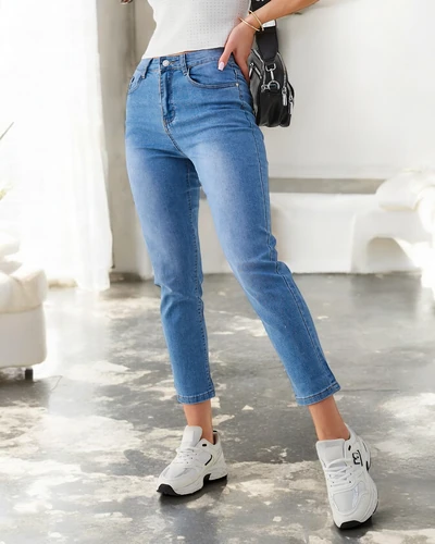 Royalfashion Jeans Mom en Coton pour Femmes