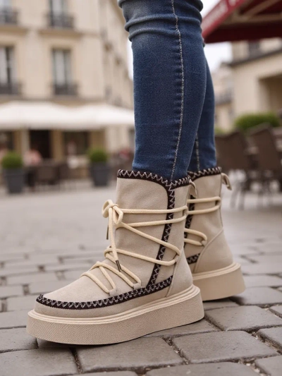 Royalfashion Bottes de neige pour femmes à lacets Stozi